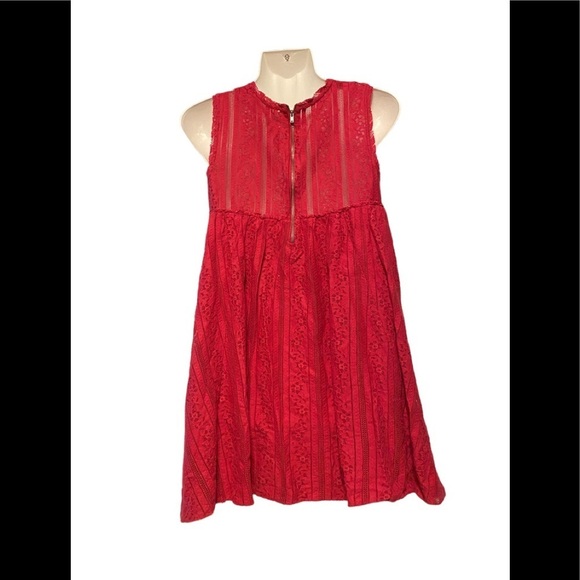 Free People Tu Es La Mini Dress in Ruby Red - Picture 4 of 10